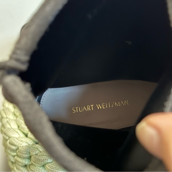 Stuart Weitzman Shorty Slate Gray Suede Block Heel Ankle Boots - Picture 9 of 11
